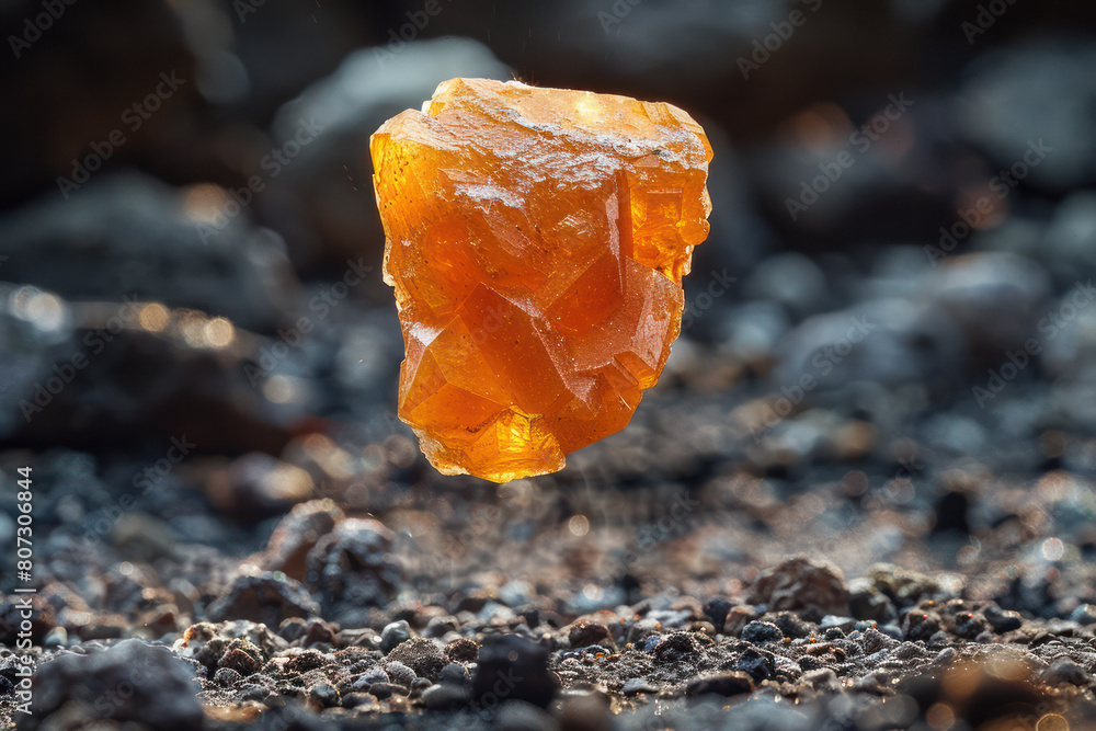 An orange rock rests on top of a rocky ground, showcasing the contrast of colors and textures in the rocky landscape An orange rock rests on top of a rocky ground, showcasing the contrast of colors and textures in the rocky landscape
