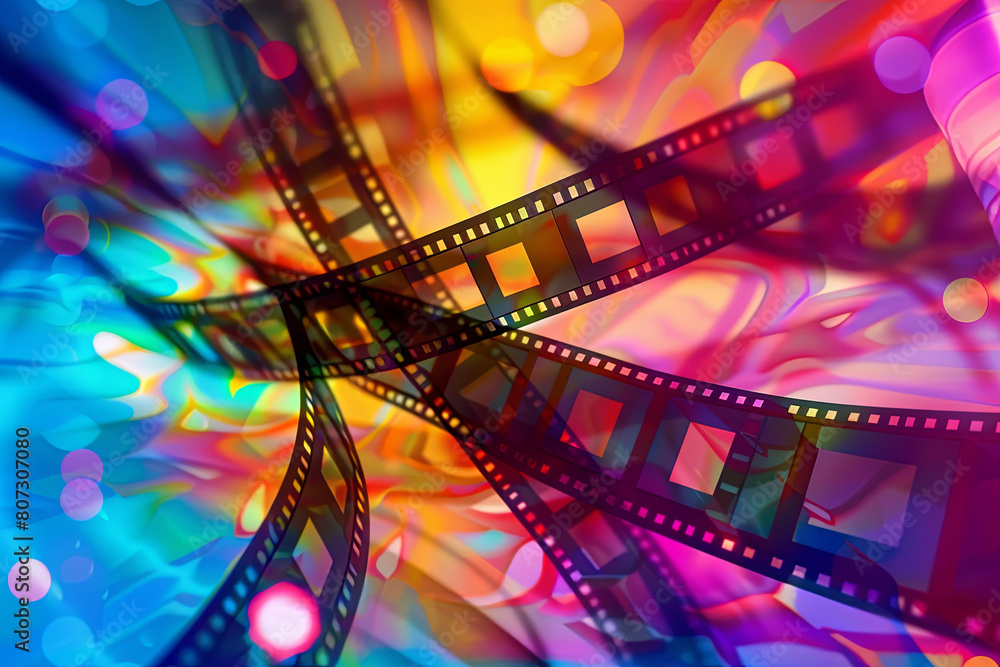 colorful abstract background with film strip
