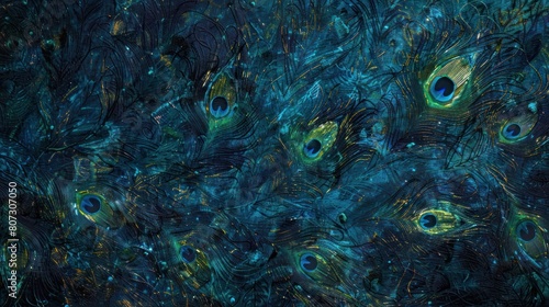 Textured background of  peacock feathers.