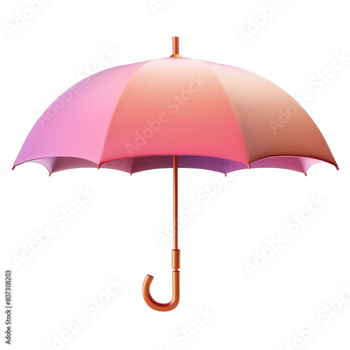 Pink rain umbrella icon 3D render isolated on white, transparent background PNG