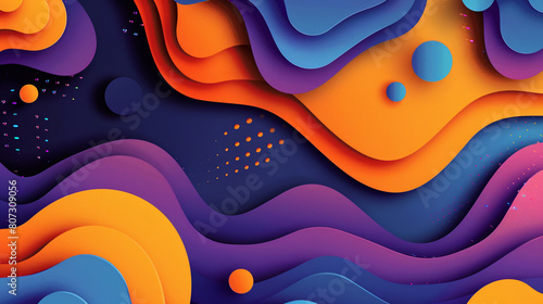 Vibrant Abstract Background With Flowing Shapes and Dots in Bold Colors