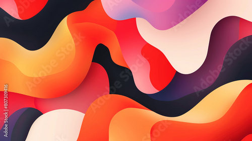 Vibrant Abstract Background with Fluid Shapes in Bold Colors