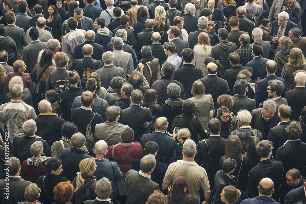 Obraz premium Crowd of anonymous people at a trade fair 