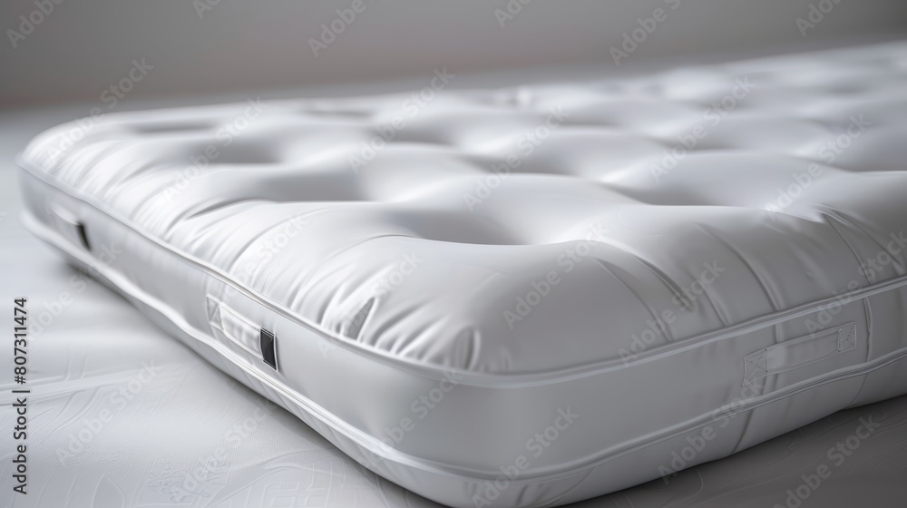 Close-up portrait of an app-controlled, inflatable air mattress, showcasing its ease of use and guest-friendly design