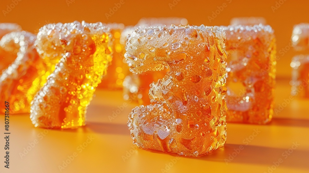 A cluster of ice cubes rests atop a yellow table, adorned with droplets of water A cluster of ice cubes rests atop a yellow table, adorned with droplets of water