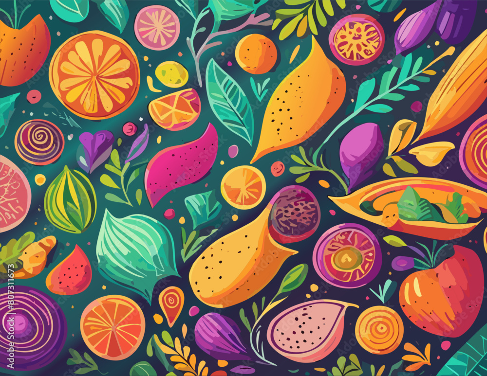 seamless pattern with fruits and vegetables seamless pattern with fruits and vegetables