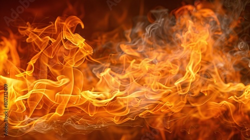   A close-up of a blazing fire with an abundance of orange and yellow smoke escaping from its top photo