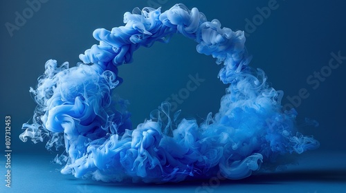  A blue substance in the shape of an 'O' on a blue background with the 'O' reflecting itself inside