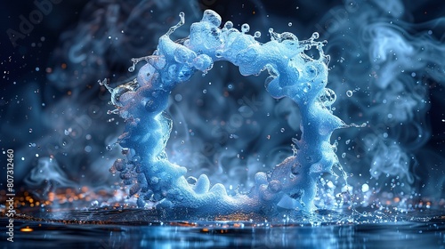  A detailed close-up of a water ring on a body of water emitting heavy smoke