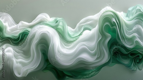   A white-green canvas with a green-white swirl on its right side