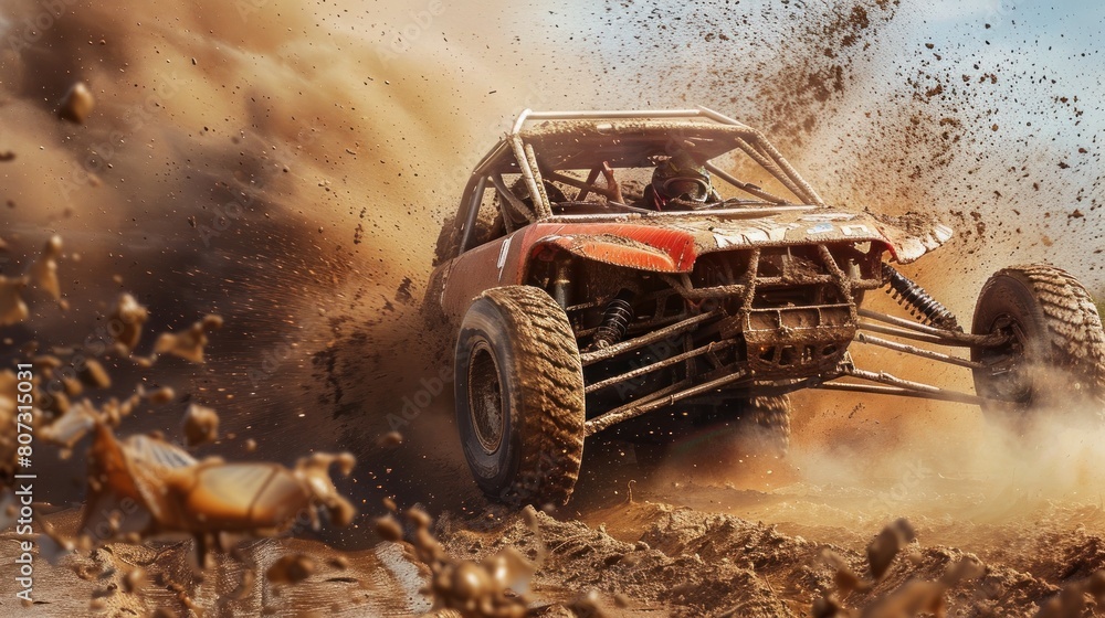 Obraz premium Off-road cars flying from mud pits, championships, competitions