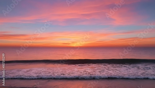 A serene sunset over calm ocean waters painting t