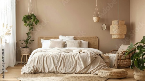 Warm and inviting bedroom with a neutral color palette