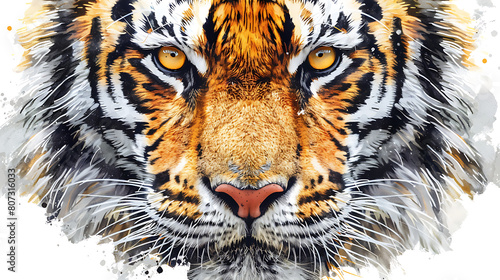illustration of a tiger   s face. Let me provide a more detailed description  The illustration showcases the face of a tiger