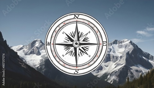A mountain icon with a compass rose indicating dir upscaled 6 photo