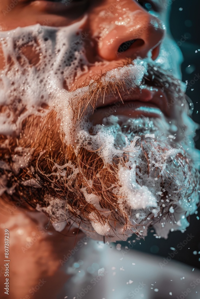 Fototapeta premium close-up of a man shaving his beard