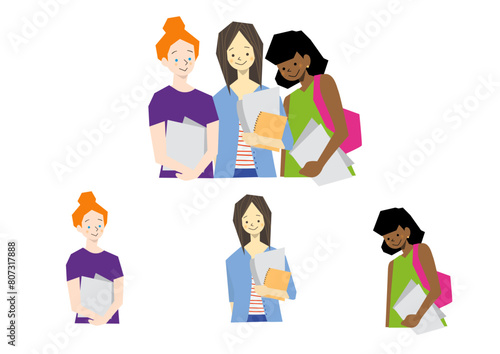 書類を抱える様々な国の女性達