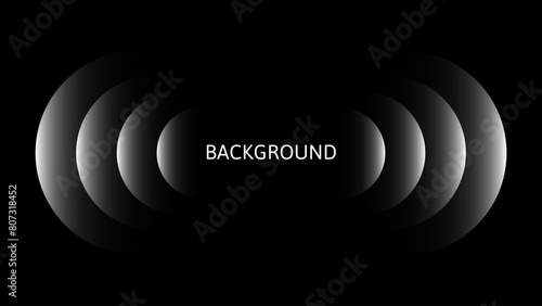 Black and white abstract background with gradient transition, blended rounds, overlay pattern