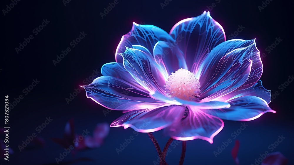 An enchanting neon flower beaming with radiant synthetic light. An enchanting neon flower beaming with radiant synthetic light.
