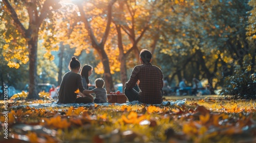 Three Children Sitting on a Blanket in a Park