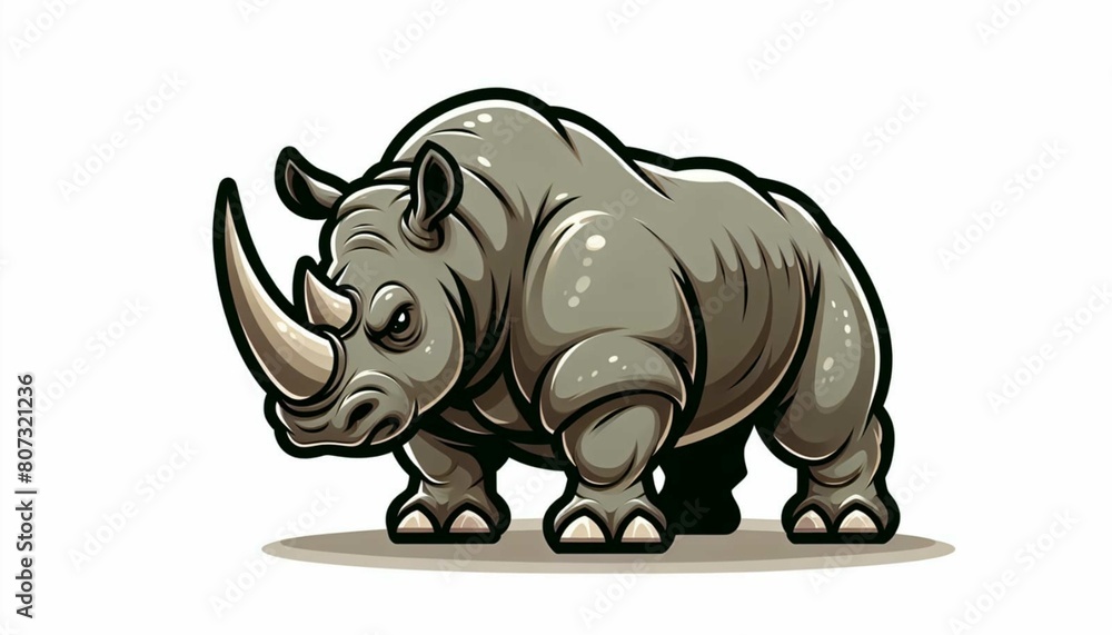 The muscular rhinoceros showcases its natural greatness.
