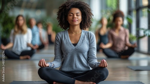Woman Sitting in Yoga Position With Eyes Closed