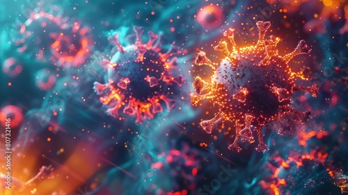 virus and bacteria in background