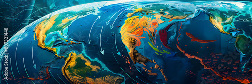 Illustrative Depiction of Earth's Tectonic Plates and Their Movements photo