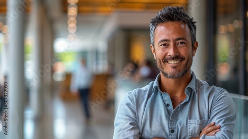 Man Smiling in Suit Inside Building