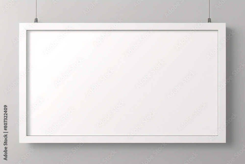 Weißer Rahmen lehnt auf weißem Boden im Innenmodell. Vorlage eines an einer Wand gerahmten Bildes 3D-Rendering Weißer Rahmen lehnt auf weißem Boden im Innenmodell. Vorlage eines an einer Wand gerahmten Bildes 3D-Rendering