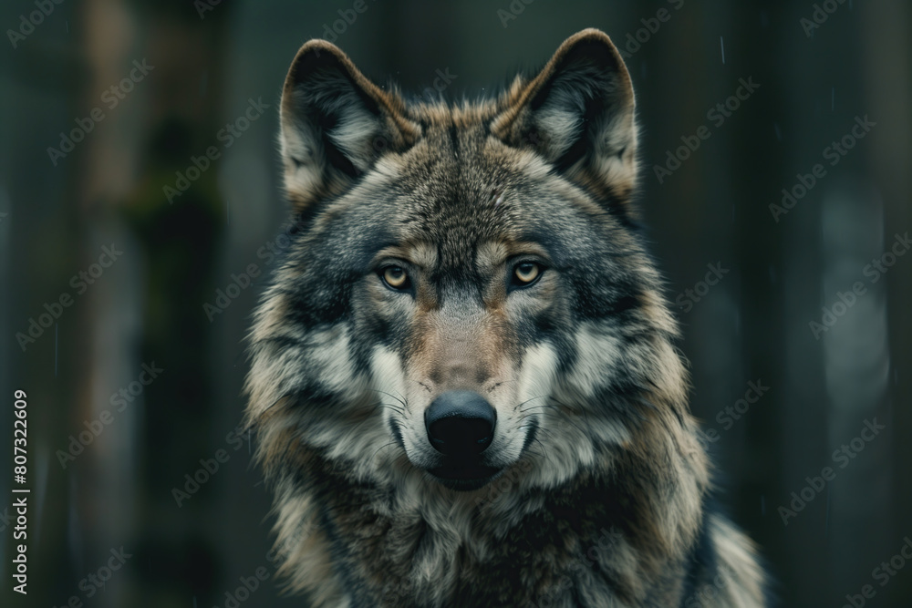 close-up gray wolf in a forest, animal wildlife photography close-up gray wolf in a forest, animal wildlife photography