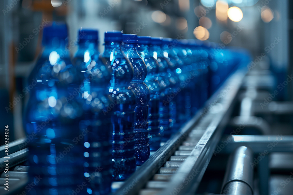 Bottled Water Bottles on Conveyor Belt Bottled Water Bottles on Conveyor Belt