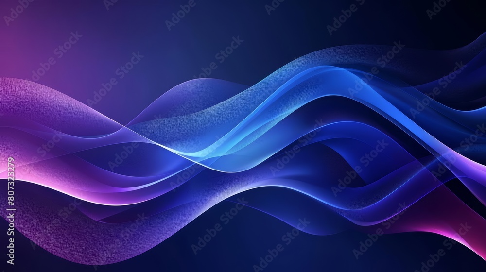 Abstract blue and purple background with blurred wavy lines, dark gradient, high resolution, banner design, dark blue background, blur effect, smooth curves, elegant Abstract blue and purple background with blurred wavy lines, dark gradient, high resolution, banner design, dark blue background, blur effect, smooth curves, elegant