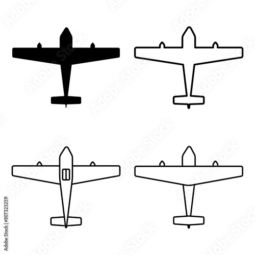 Twin engine Airplane icon symbol set. Vector illustration