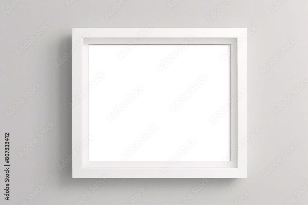 Weißer Rahmen lehnt auf weißem Boden im Innenmodell. Vorlage eines an einer Wand gerahmten Bildes 3D-Rendering Weißer Rahmen lehnt auf weißem Boden im Innenmodell. Vorlage eines an einer Wand gerahmten Bildes 3D-Rendering