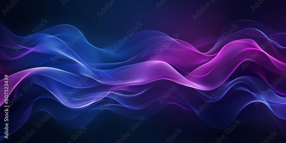 Abstract blue and purple background with blurred wavy lines, dark gradient, high resolution, banner design, dark blue background, blur effect, smooth curves, elegant Abstract blue and purple background with blurred wavy lines, dark gradient, high resolution, banner design, dark blue background, blur effect, smooth curves, elegant