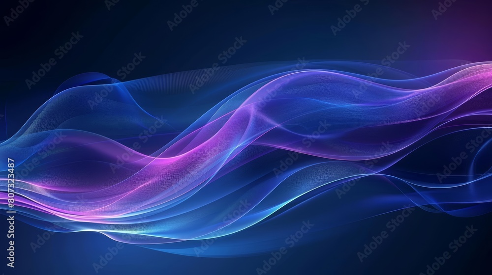 Abstract blue and purple background with blurred wavy lines, dark gradient, high resolution, banner design, dark blue background, blur effect, smooth curves, elegant Abstract blue and purple background with blurred wavy lines, dark gradient, high resolution, banner design, dark blue background, blur effect, smooth curves, elegant