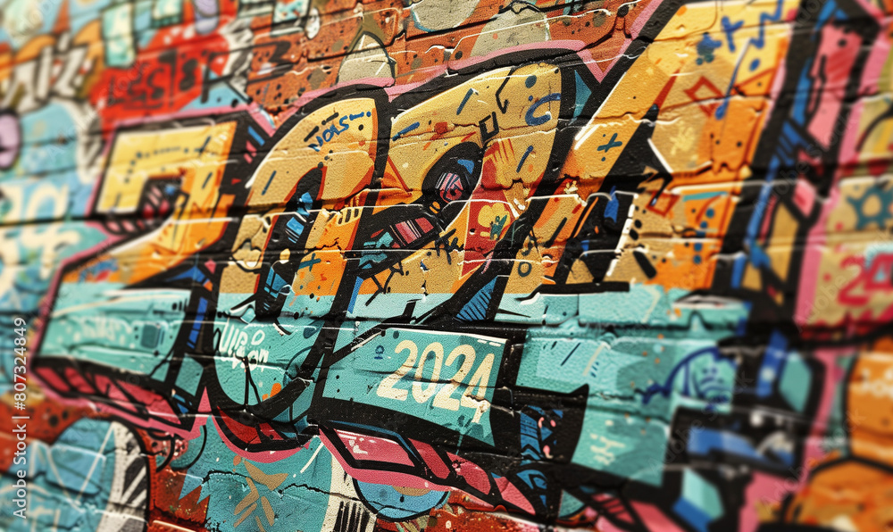 Obraz premium 2024 graffiti on a street wall texture