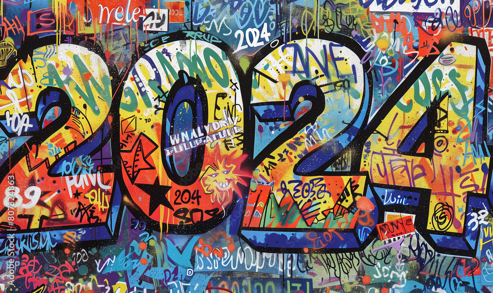 Obraz premium 2024 graffiti on a street wall texture