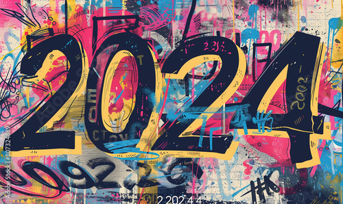 2024 graffiti on a street wall texture
