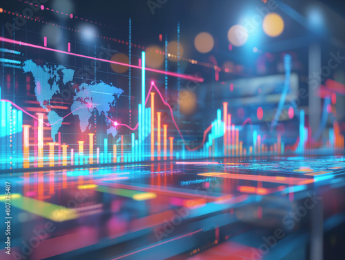 Grafische Darstellung von finanziellen Charts. Konzeptionelle Darstellung von Gewinnen und Verlusten in der Finanzwelt.