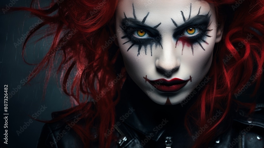 Intense gothic makeup on a woman with red hair Intense gothic makeup on a woman with red hair