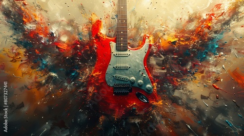 This image of two revolvers  a guitar and wings is an abstract representation of rock  n  roll