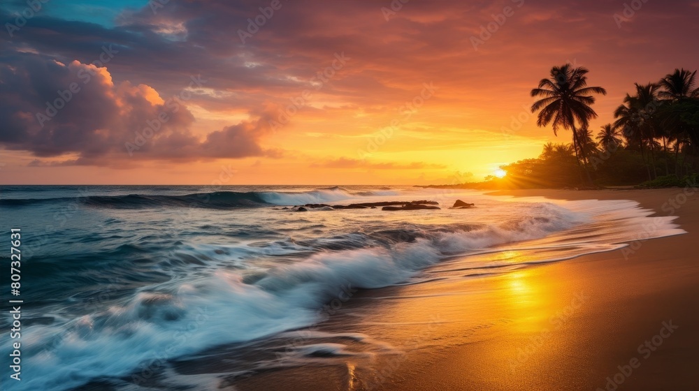 Breathtaking tropical sunset over the ocean