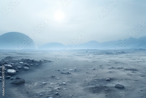Misty mountain lake landscape
