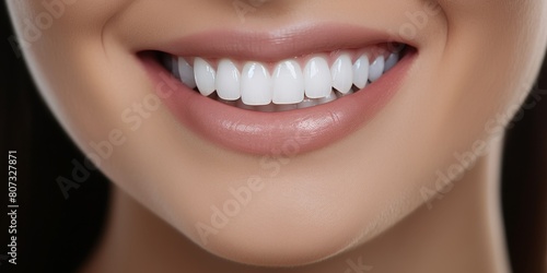 close up of a beautiful smile with perfect white teeth