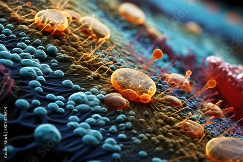 Microscopic view of colorful fungus and bacteria © Balaraw