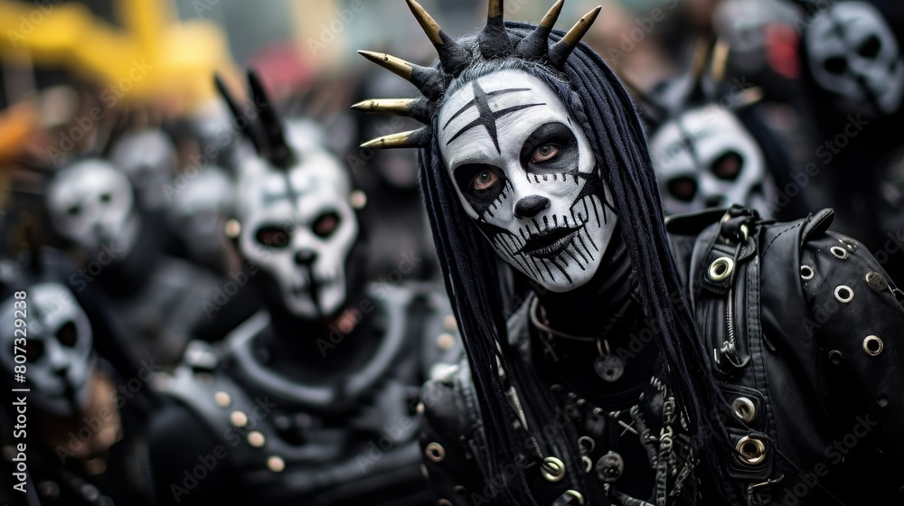 Punk rock style character with spiked mohawk and face paint Punk rock style character with spiked mohawk and face paint