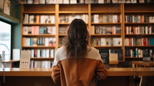 woman browsing books in library