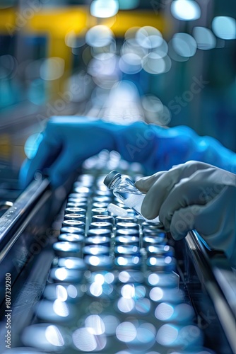 conveyor belt with medicines at the factory